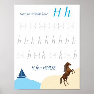 Letter H Tracing Poster for Kids