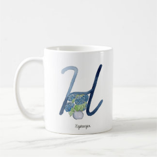 Letter “H” watercolor flower initial mug