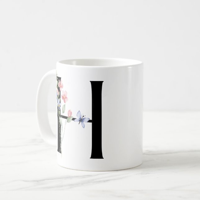 Letter H with flowers Coffee Mug (Front Left)