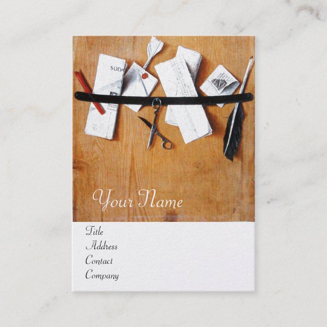 LETTER HOLDER IN WOOD MONOGRAM Brown White Pearl Business Card (Front)