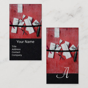 LETTER HOLDER IN WOOD MONOGRAM Red Black Paper Business Card