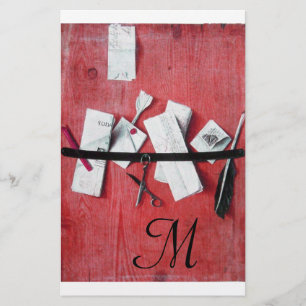 LETTER HOLDER IN WOOD MONOGRAM red black white Stationery