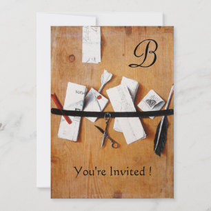 LETTER HOLDER IN WOOD MONOGRAM red white black Invitation