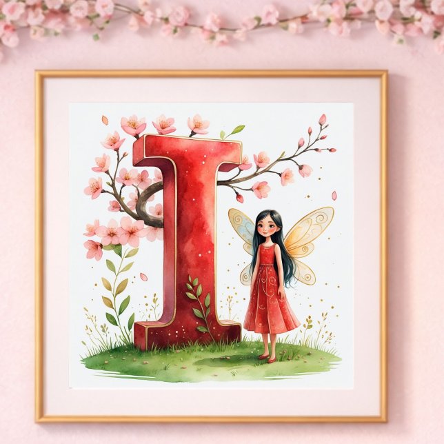 Letter I Cherry Blossom Fairy Poster - Fairy Art  (Creator Uploaded)