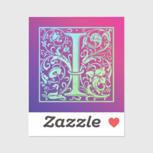 Letter I Colorful Vintage First Letter Gradient