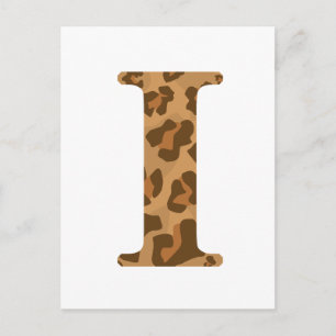 Letter I First Name Monogram Initial Leopard Print Postcard