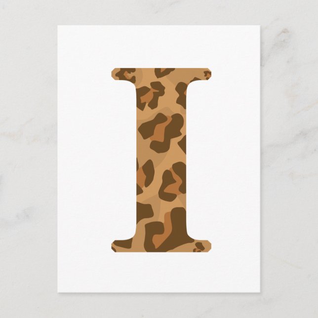 Letter I First Name Monogram Initial Leopard Print Postcard (Front)