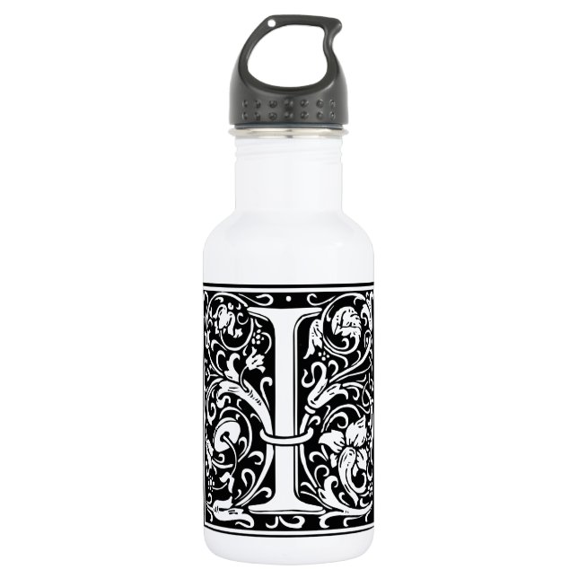 Letter I Mediaeval Monogram Art Nouveau 532 Ml Water Bottle (Front)
