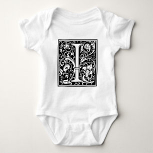 Letter I Mediaeval Monogram Art Nouveau Baby Bodysuit