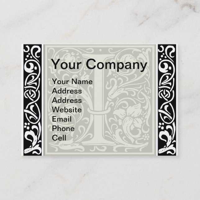 Letter I Mediaeval Monogram Art Nouveau Business Card (Front)