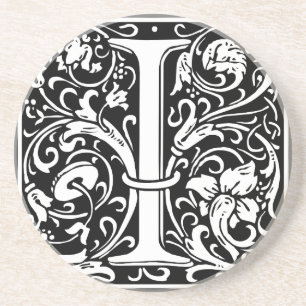 Letter I Mediaeval Monogram Art Nouveau Coaster