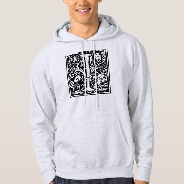 Letter I Mediaeval Monogram Art Nouveau Hoodie (Front)