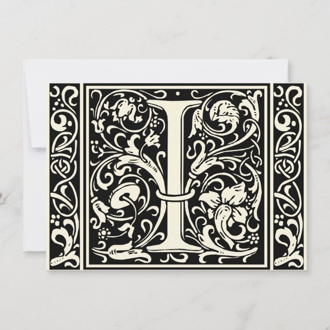 Letter I Mediaeval Monogram Art Nouveau Invitation (Front)