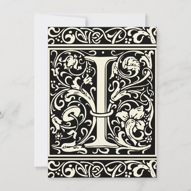 Letter I Mediaeval Monogram Art Nouveau Invitation (Front)