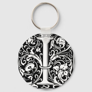 Letter I Mediaeval Monogram Art Nouveau Key Ring