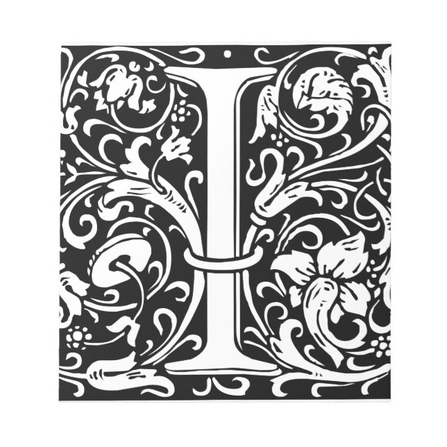 Letter I Mediaeval Monogram Art Nouveau Notepad (Front)