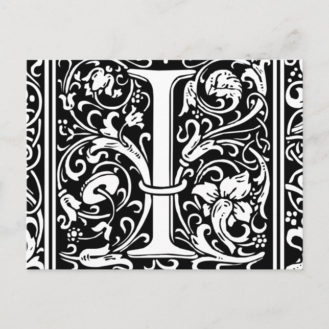 Letter I Mediaeval Monogram Art Nouveau Postcard (Front)