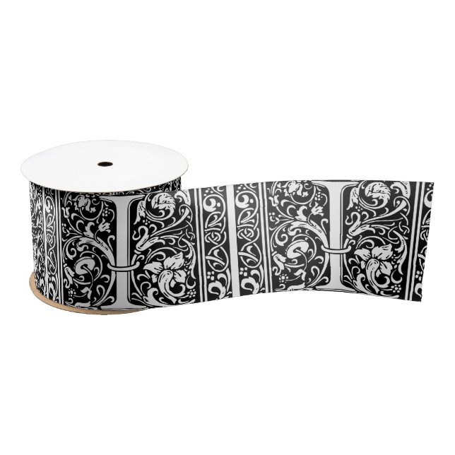 Letter I Mediaeval Monogram Art Nouveau Satin Ribbon (Spool)