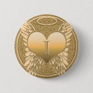 Letter I Memorial Angel Heart 6 Cm Round Badge