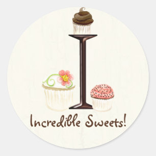 Letter I Monogram Cupcake Logo Business Stickers