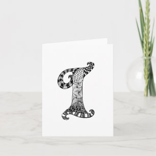 Letter I Monogram in Black and White Note Card