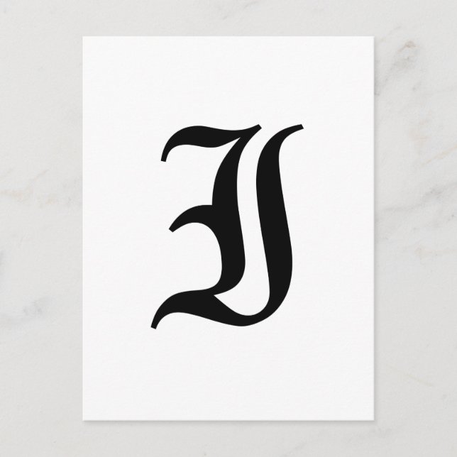 Letter I Old English Text on White Background Postcard (Front)