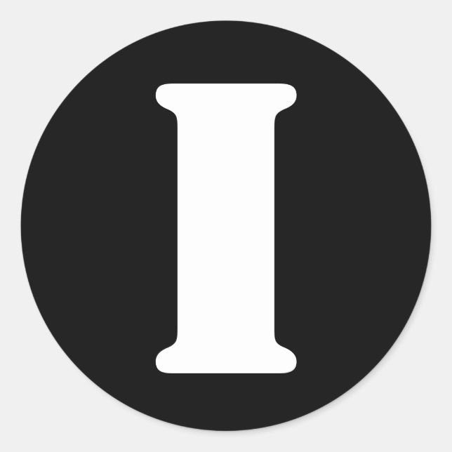 Letter I Stencil Alphabet by Janz Black Classic Round Sticker (Front)