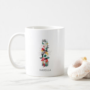 Letter I Whimsical Floral Letter Monogram I Mug
