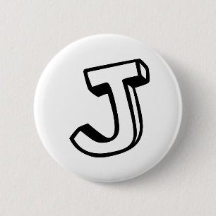 Letter J 6 Cm Round Badge