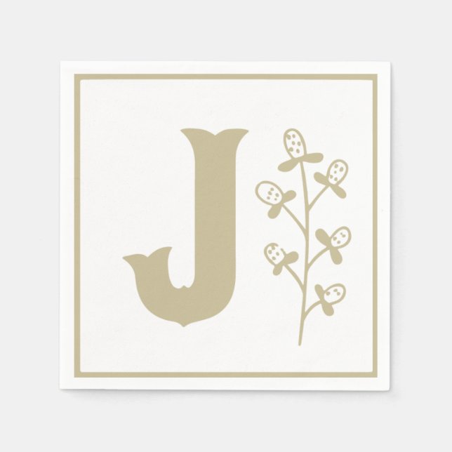 Letter J Alphabet Block Gender Neutral Baby Shower Napkin (Front)