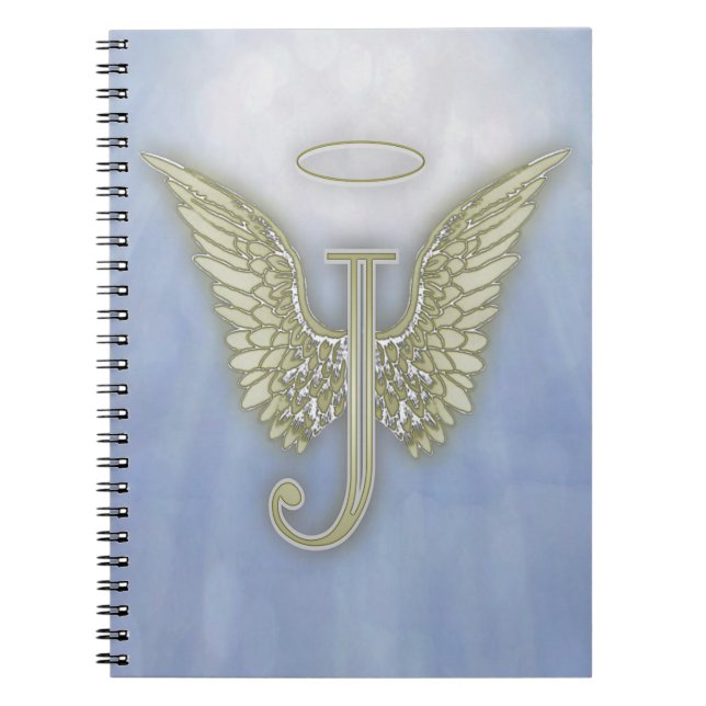 Letter J Angel Monogram Notebook (Front)