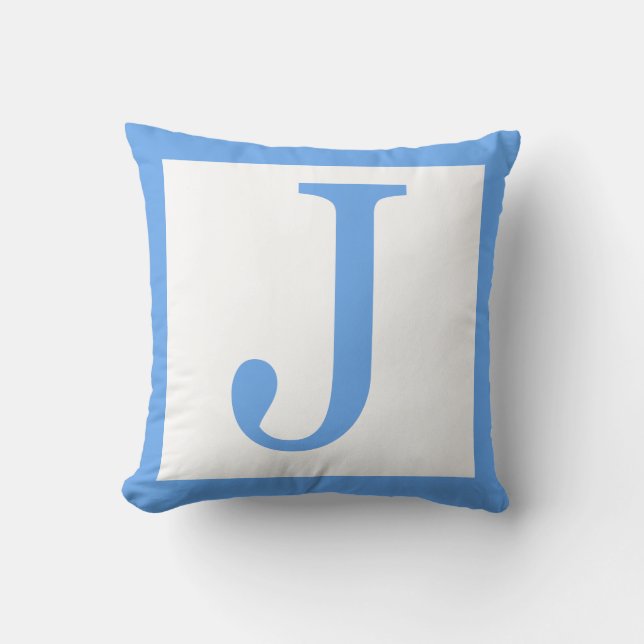 Letter J Baby Blue Border Cushion (Front)