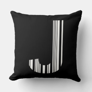 LETTER J BAR CODE First Initial Barcode Pattern Cushion