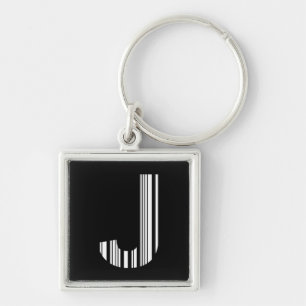 LETTER J BAR CODE First Initial Barcode Pattern Key Ring