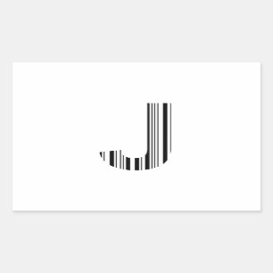 LETTER J BAR CODE First Initial Barcode Pattern Rectangular Sticker