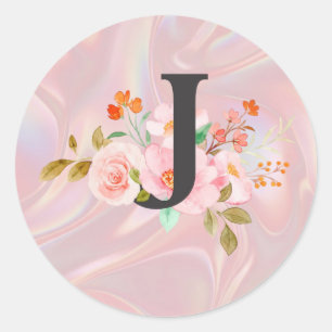 Letter J Classic Round Sticker