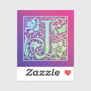 Letter J Colorful Vintage First Letter Gradient