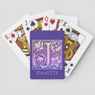 Letter J Colourful Vintage First Letter Gradient Playing Cards