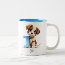 Letter J Dog Alphabet Monogram Coffee Mug