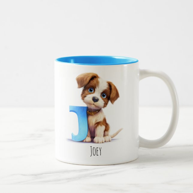 Letter J Dog Alphabet Monogram Coffee Mug (Right)