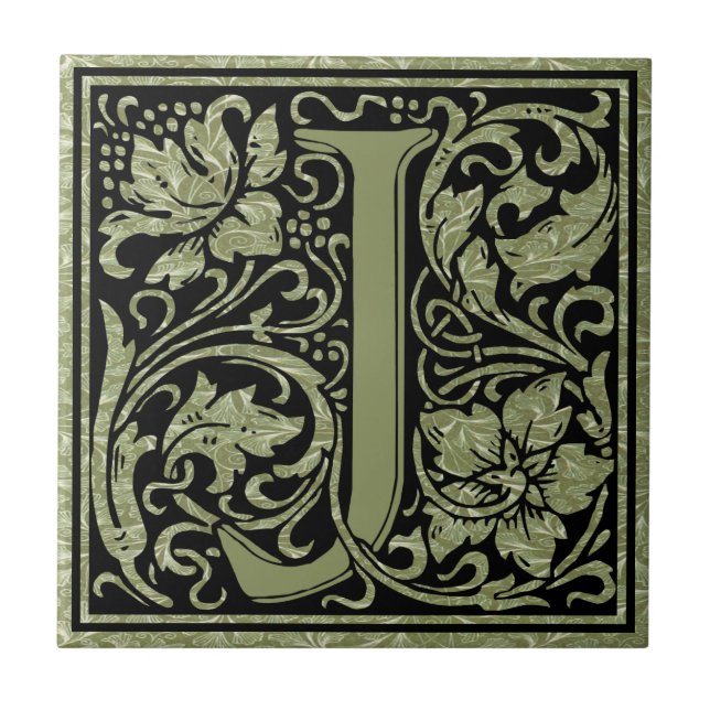 Letter J First Letter Monogram Ceramic Tile (Front)