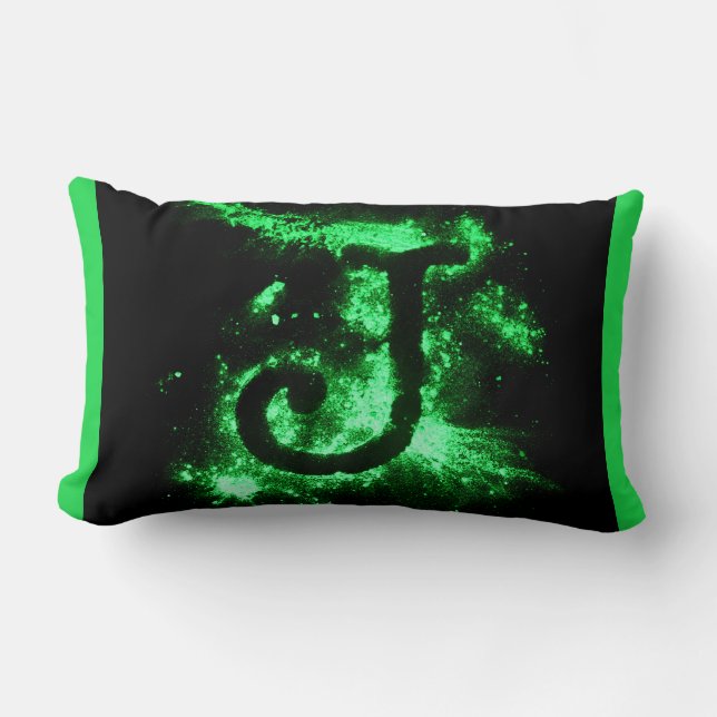 Letter J Green Capital Alphabet Lumbar Cushion (Front)