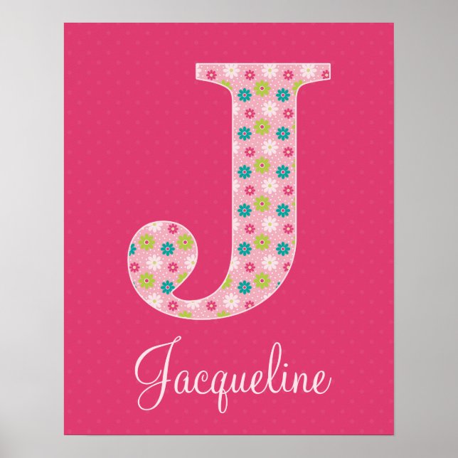Letter J Initial Alphabet Poster for Girl (Front)