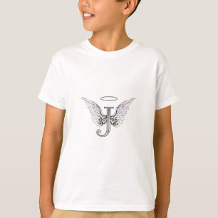 Letter J Initial Monogram with Angel Wings & Halo T-Shirt