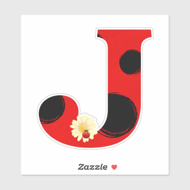 Letter J Ladybug Print with Ladybug and Flower (Sheet)