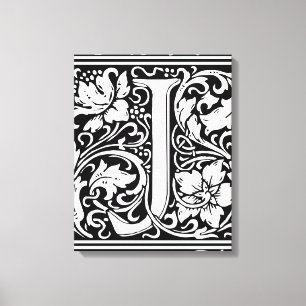 Letter J Mediaeval Monogram Art Nouveau Canvas Print