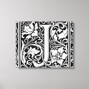 Letter J Mediaeval Monogram Art Nouveau Canvas Print