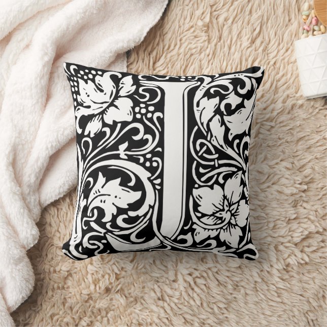 Letter J Mediaeval Monogram Art Nouveau Cushion (Blanket)