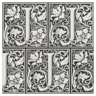 Letter J Mediaeval Monogram Art Nouveau Fabric