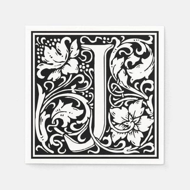 Letter J Mediaeval Monogram Art Nouveau Napkin (Front)